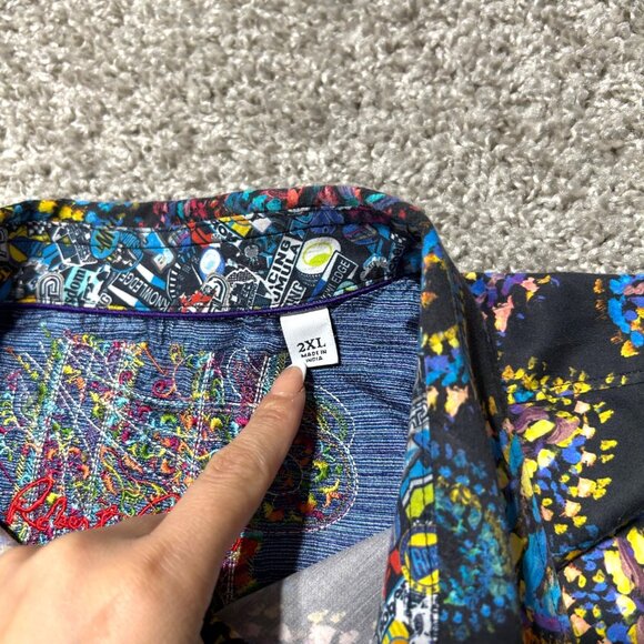 Robert Graham Men's Sz 2XL Multicolor Paisley Short Sleeve Button-Up Shirt - Picture 5 of 10